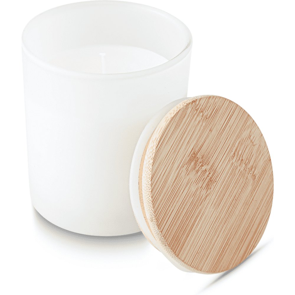Branded Bamboo Lid Candle, Medium Vanilla