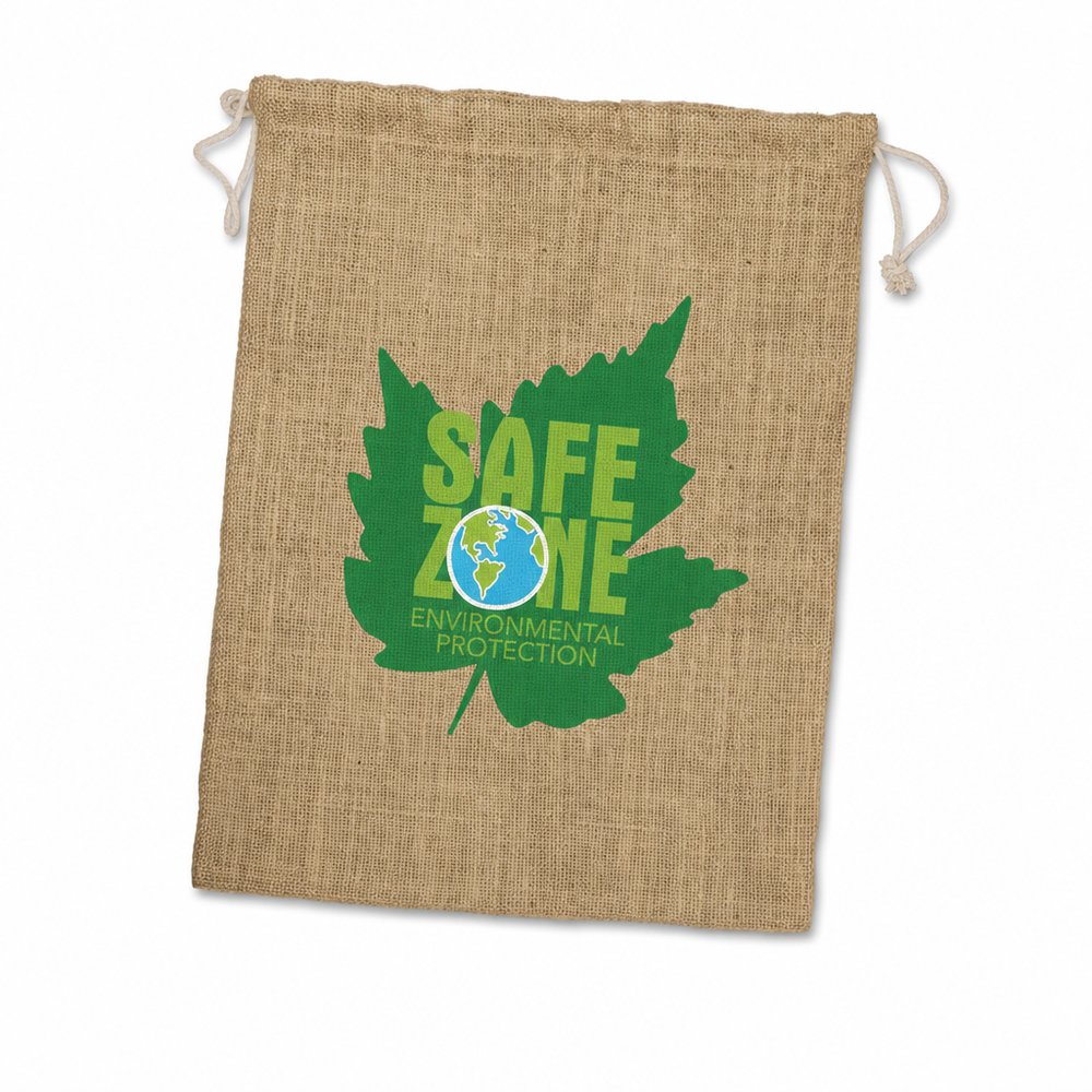 Large Jute Drawstring Bag — Custom Branded