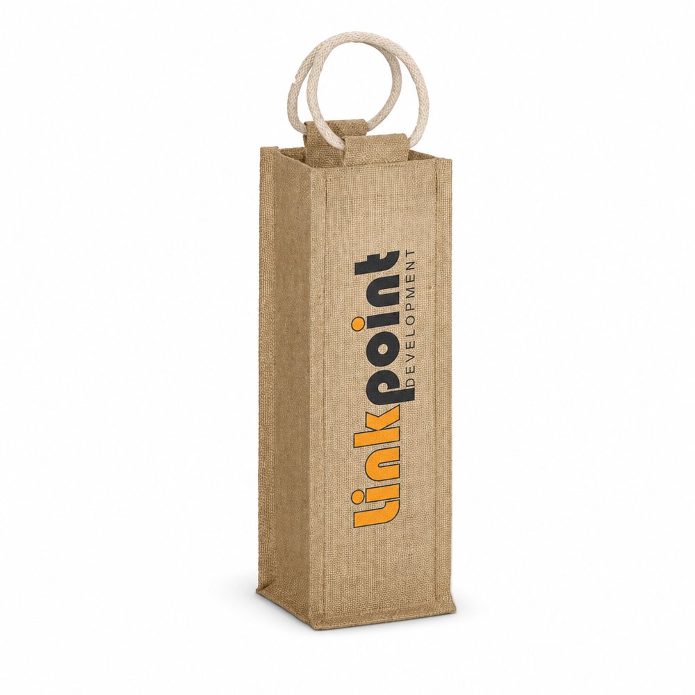 Eco Jute Single Wine Bag — Branded Wine Carrier