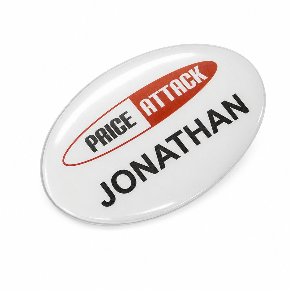 Oval Button Badges, Full Colour Custom Print