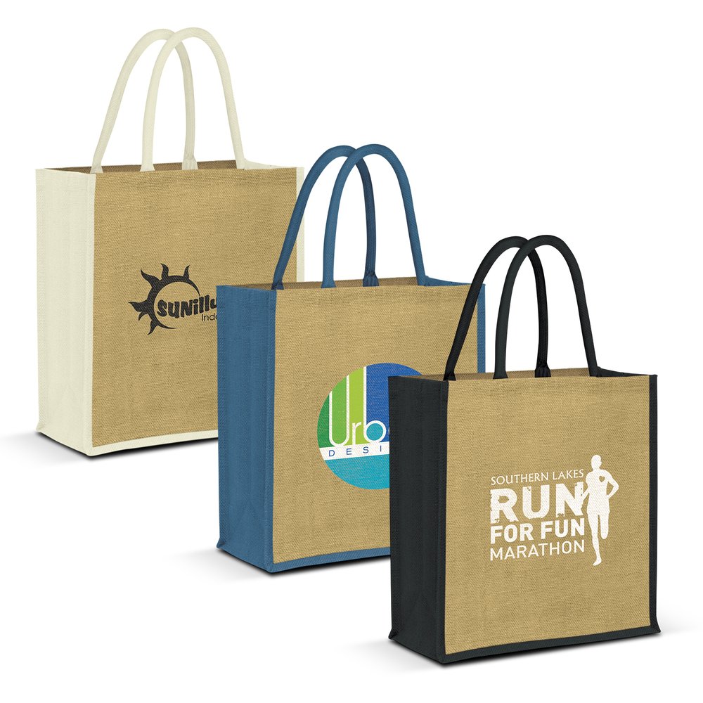 Lanza Laminated Jute Tote with Padded Handles