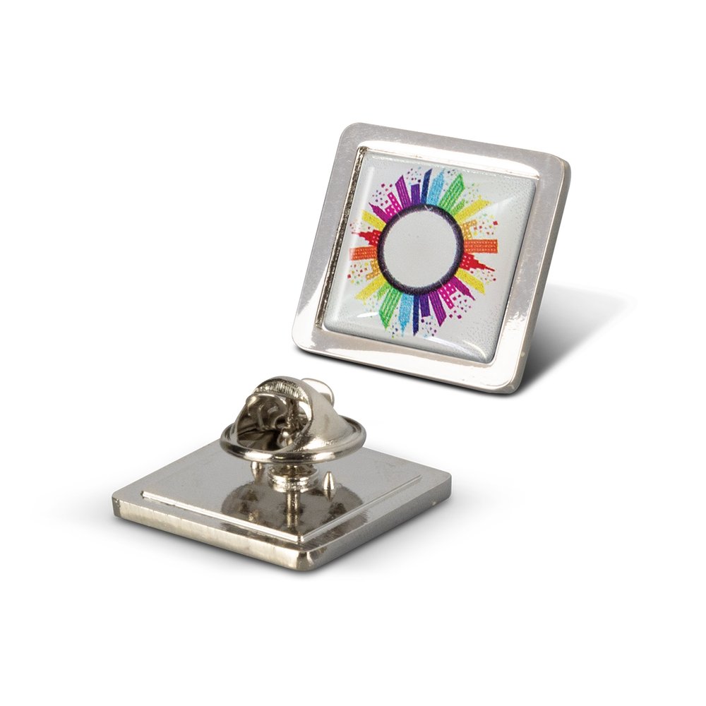 Square Nickel Lapel Pin with Resin Coating - Small