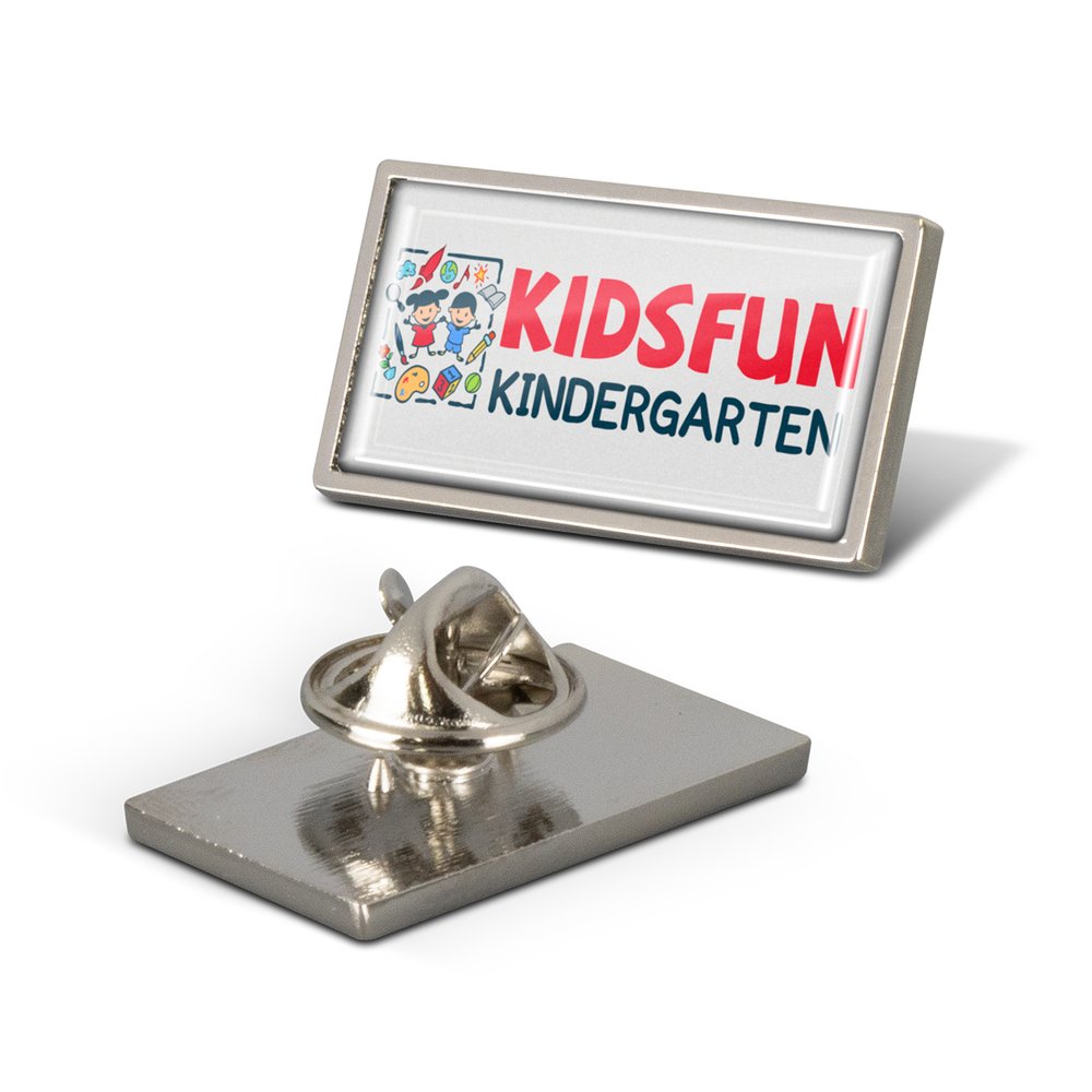 Rectangle Nickel Lapel Pin with Resin Finish