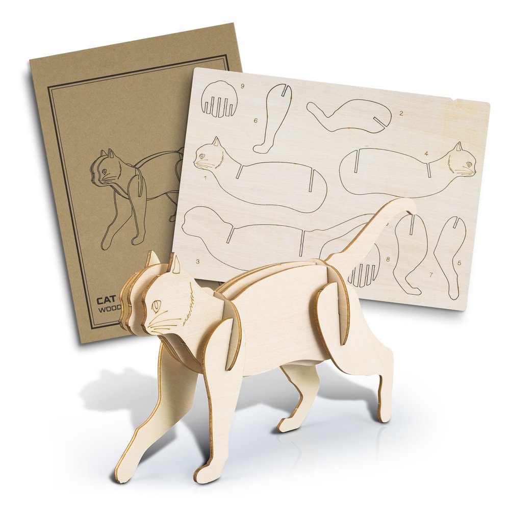 BRANDCRAFT Natural Basswood Cat Model Kit