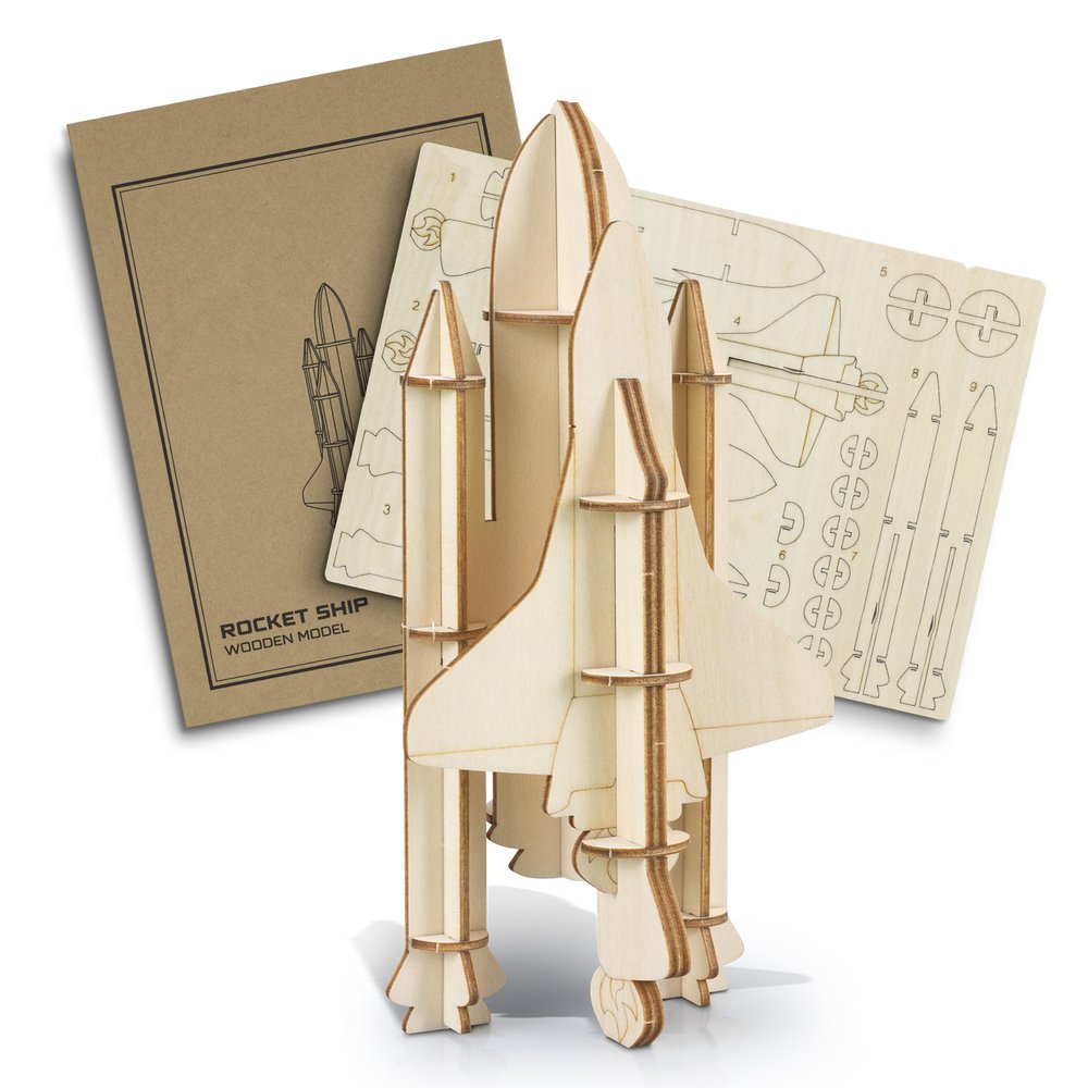 Laser-Cut Basswood Rocket Ship Model Kit