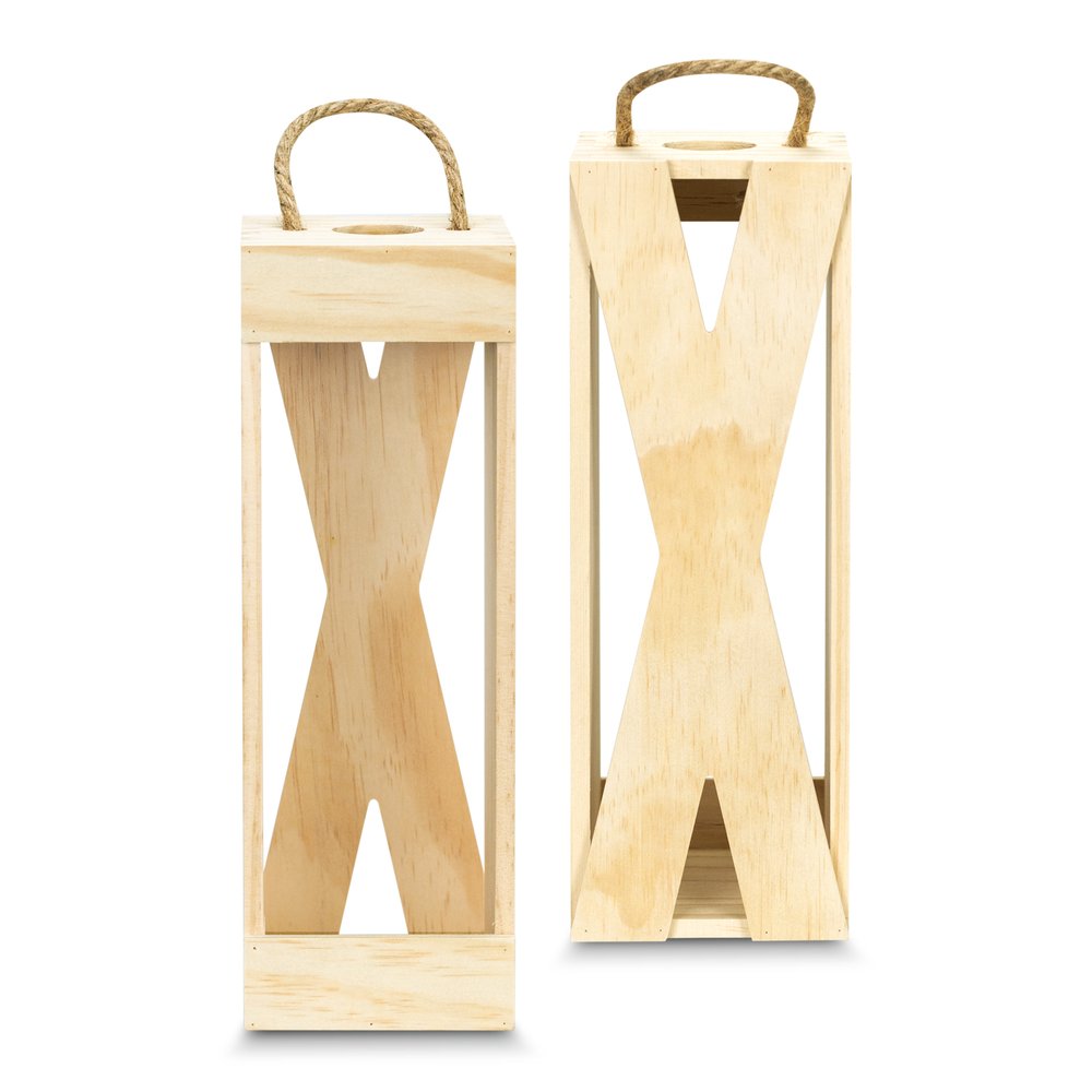 Natural Pine Wine Crate with Rope Handle