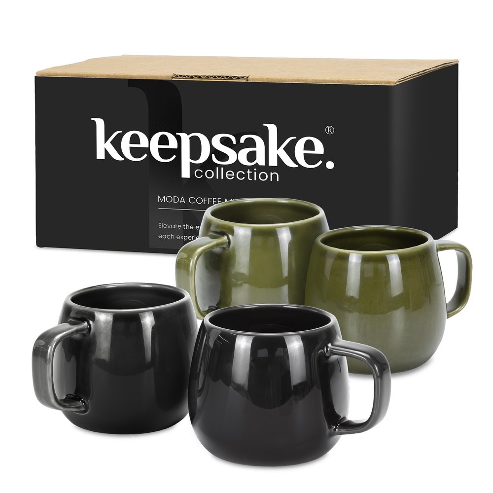 Moda Ceramic Coffee Mug Duo, Pottery-Glazed