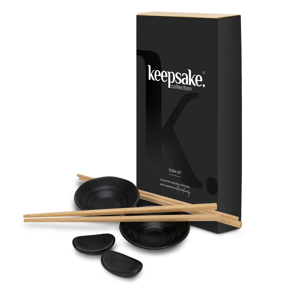 Matte Black Ceramic Sushi Set for Two