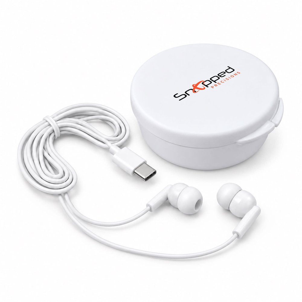 Plug-and-Play Type C Earbuds with Clip Case