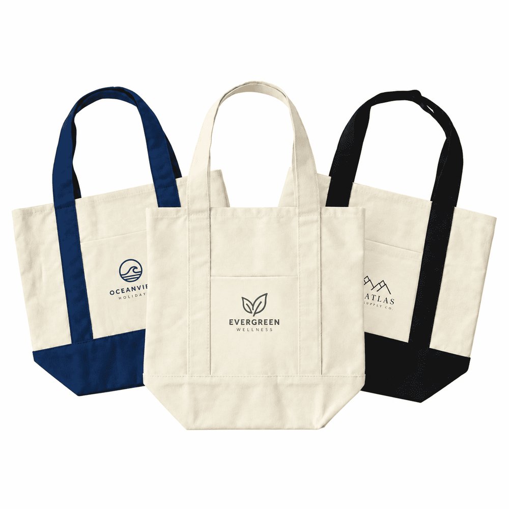 Mini Canvas Tote Bag with Front Pocket