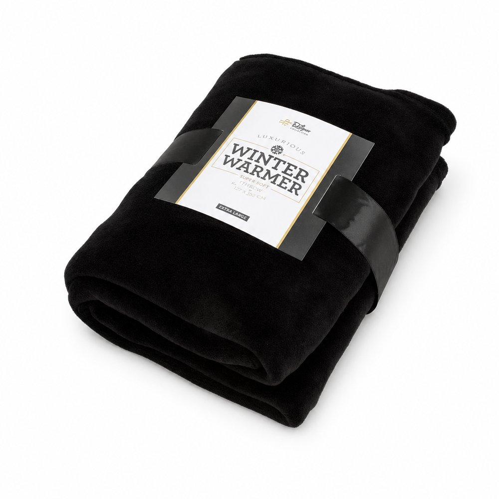 Branded Coral Fleece Blanket — Embroidered Winter Throw