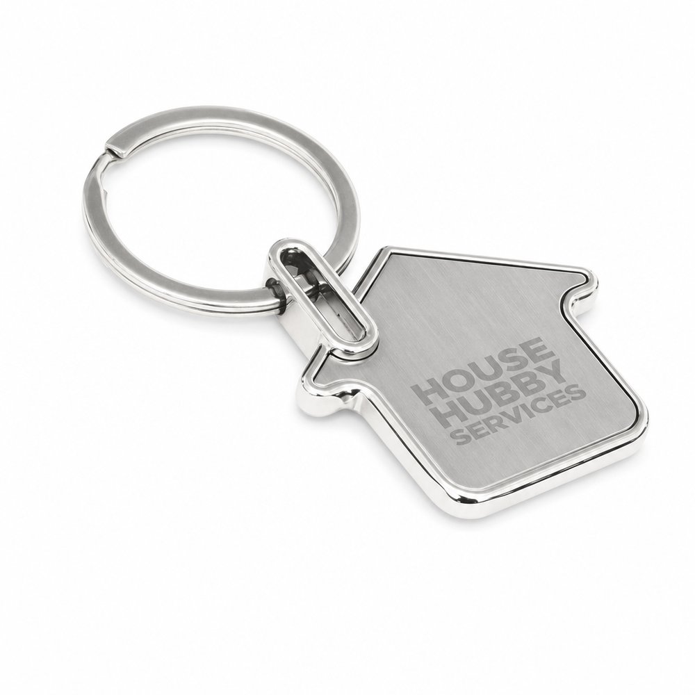 House-Shaped Real Estate Keyring, Laser Engraved