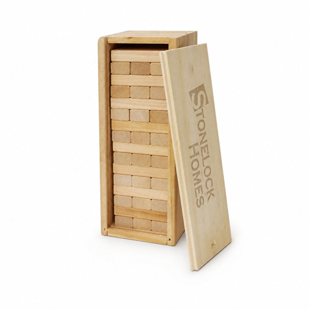 Branded Wooden Tumble Tower Game with Laser Engraving