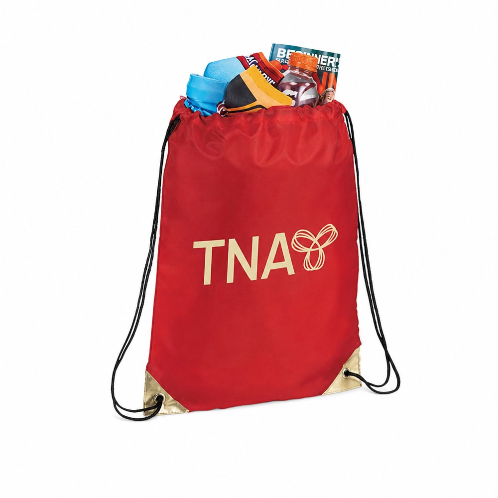 Metallic Accent Drawstring Promotional Backpack