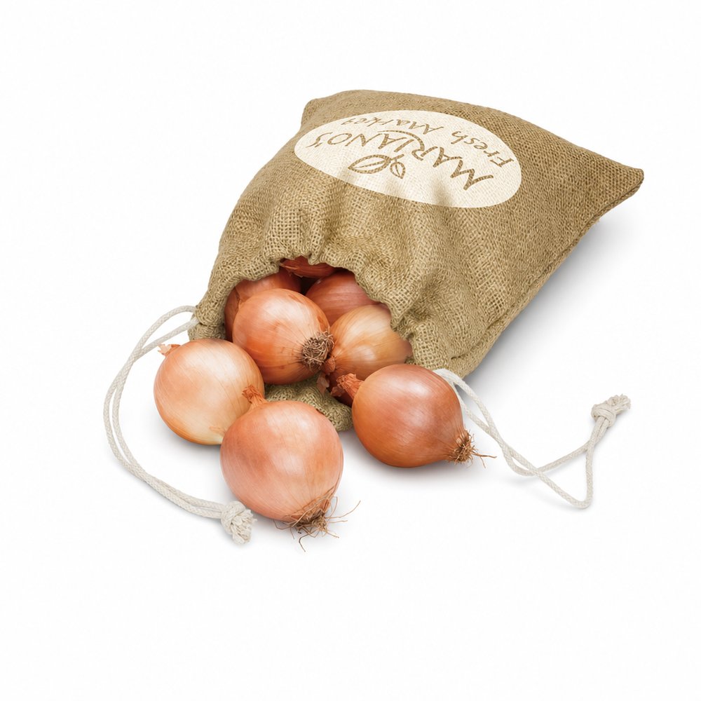 Branded Jute Produce Bag, Small Drawstring