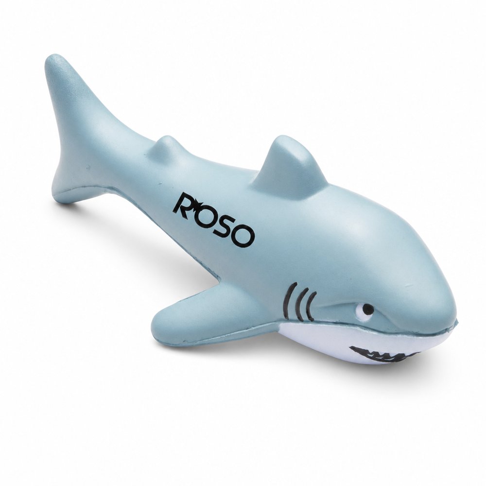 Branded Shark Stress Ball — Grey Promotional Squeeze Toy