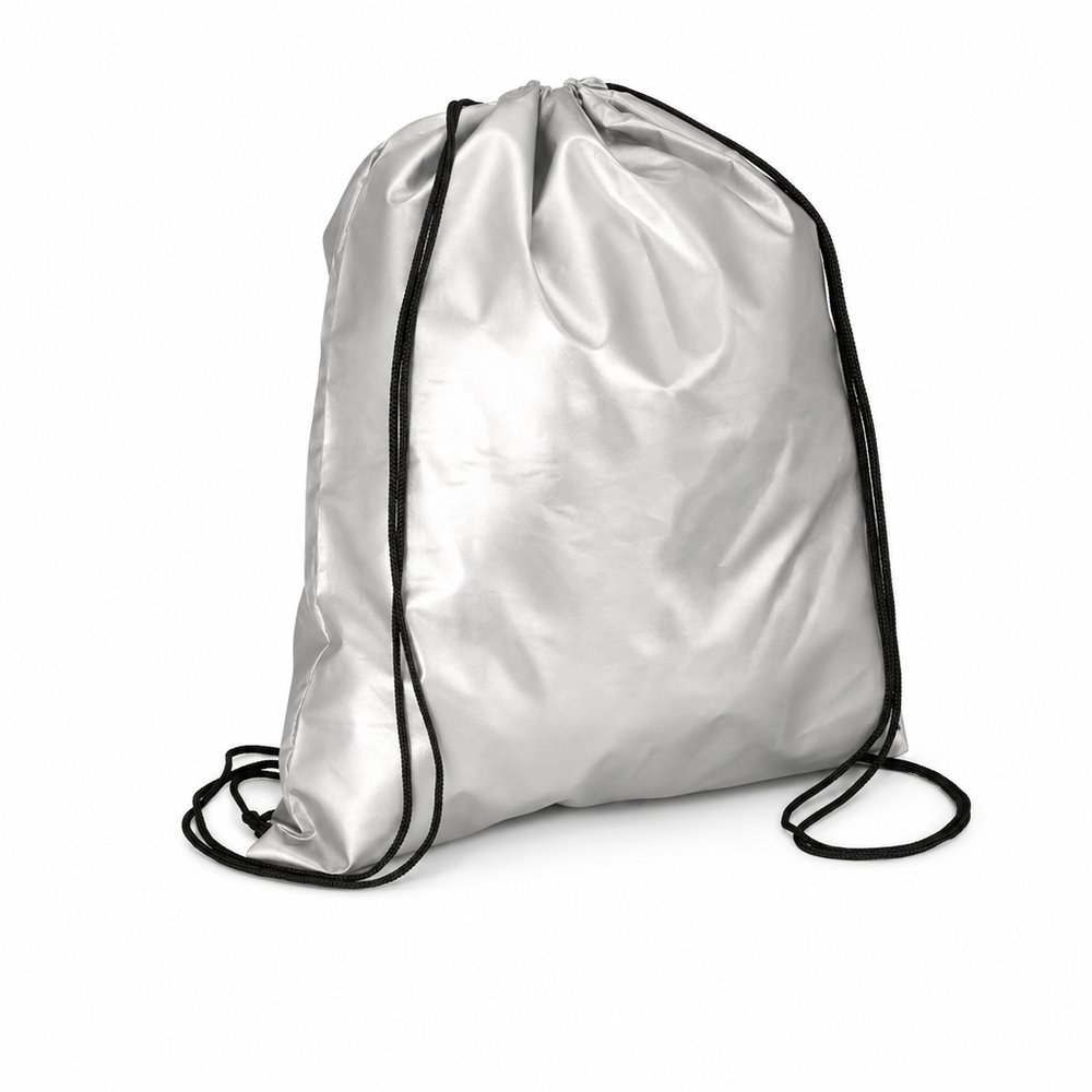Silver Metallic Drawstring Backpack — Branded Event Bag