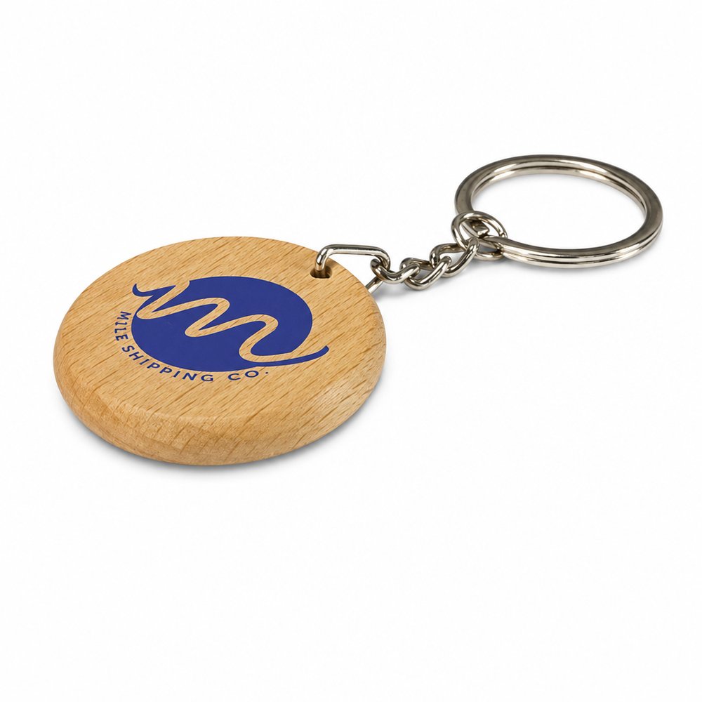 Oak Wooden Keyring Round — Eco Branded Keychain