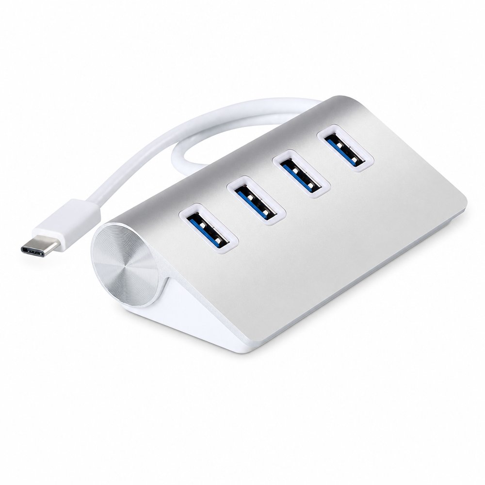 Connect 4-Port Aluminium USB and Type-C Desk Hub
