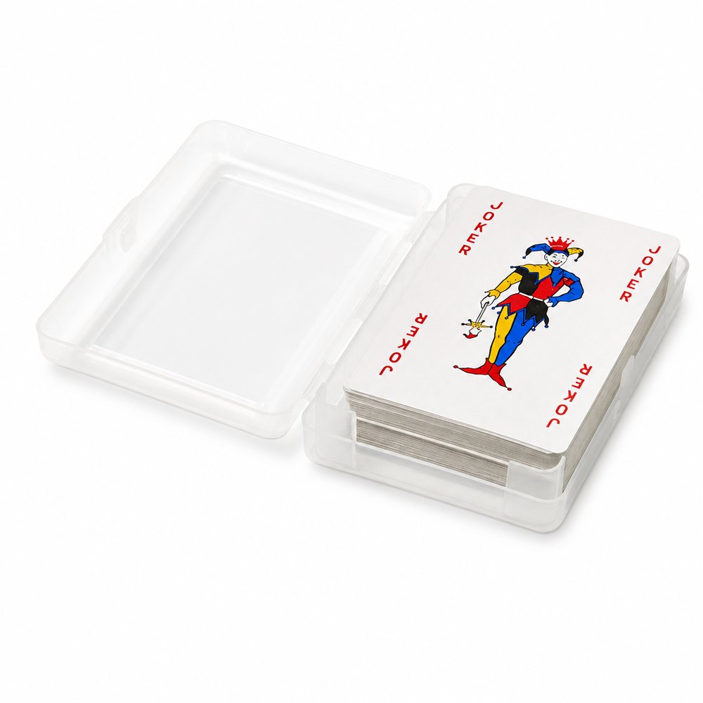 Branded Playing Cards in Clear Case — 54-Card Deck