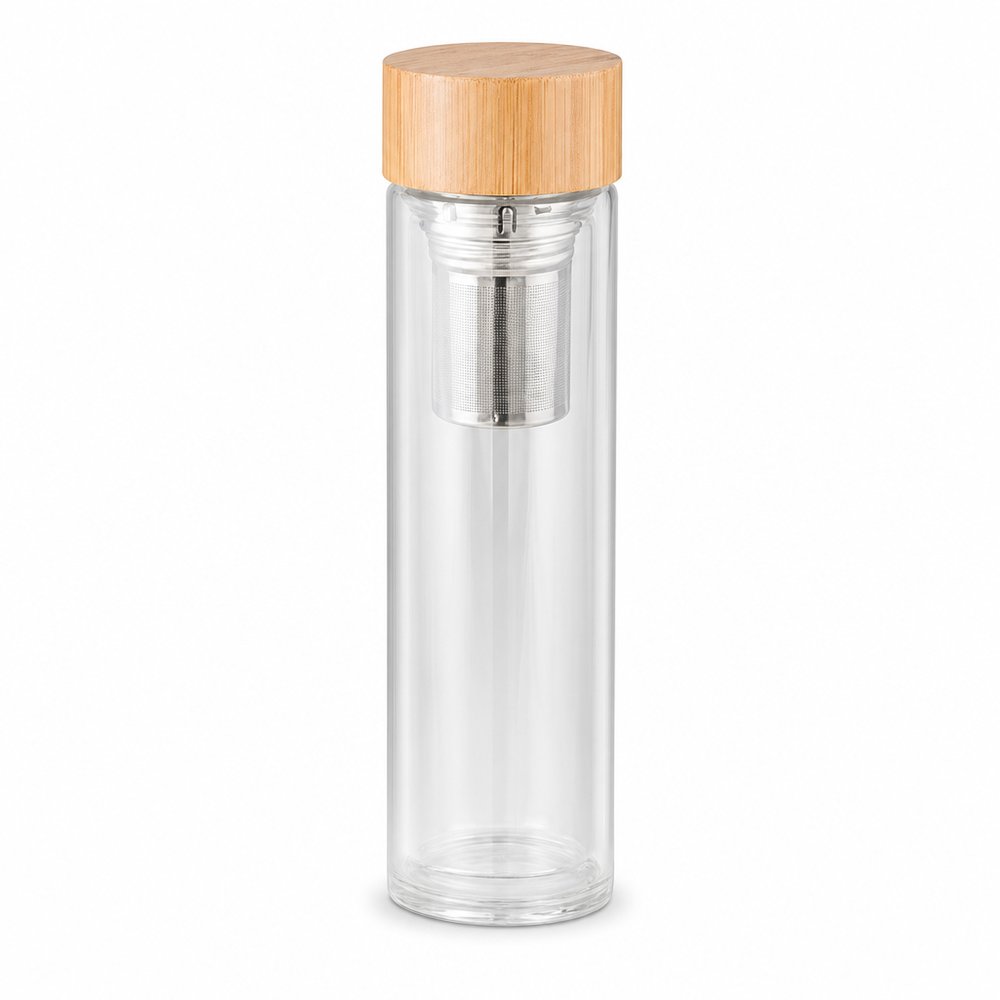 Bamboo Glass Tea Infuser Bottle 400ml — Branded
