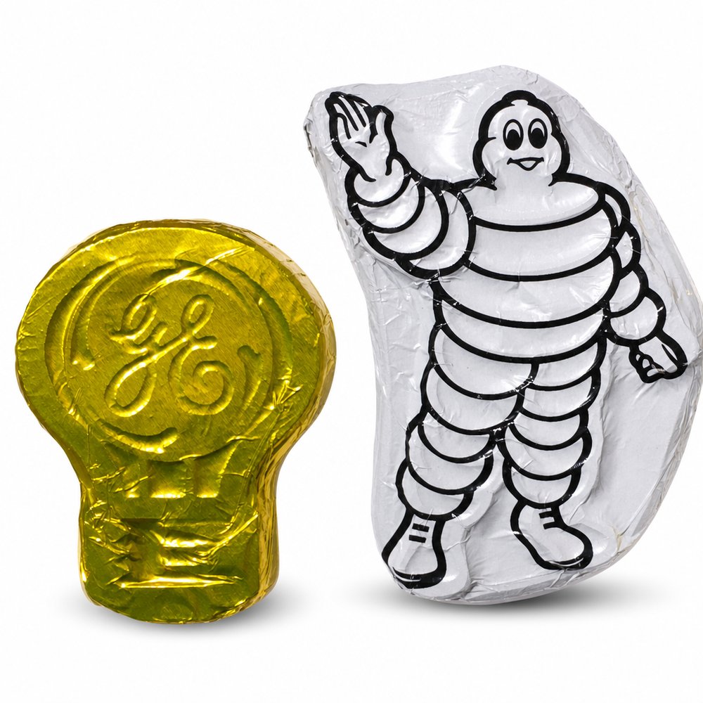 Custom Shaped Foil Wrapped Corporate Chocolates