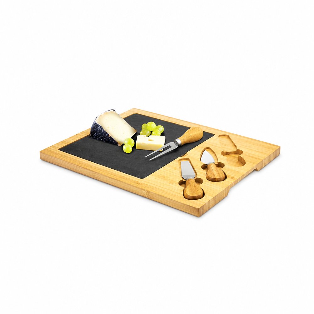 Personalised Bamboo & Slate Cheese Board Set