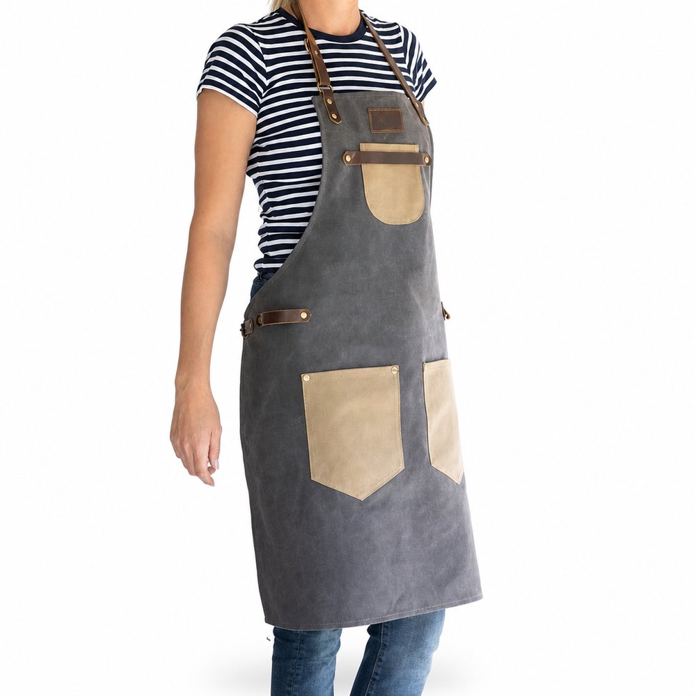Custom 16oz Canvas and Leather Hospitality Apron