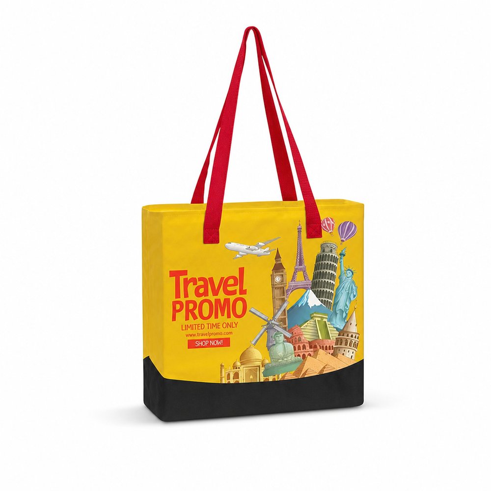 Full Print Gusseted 600D Polyester Large Tote Bag
