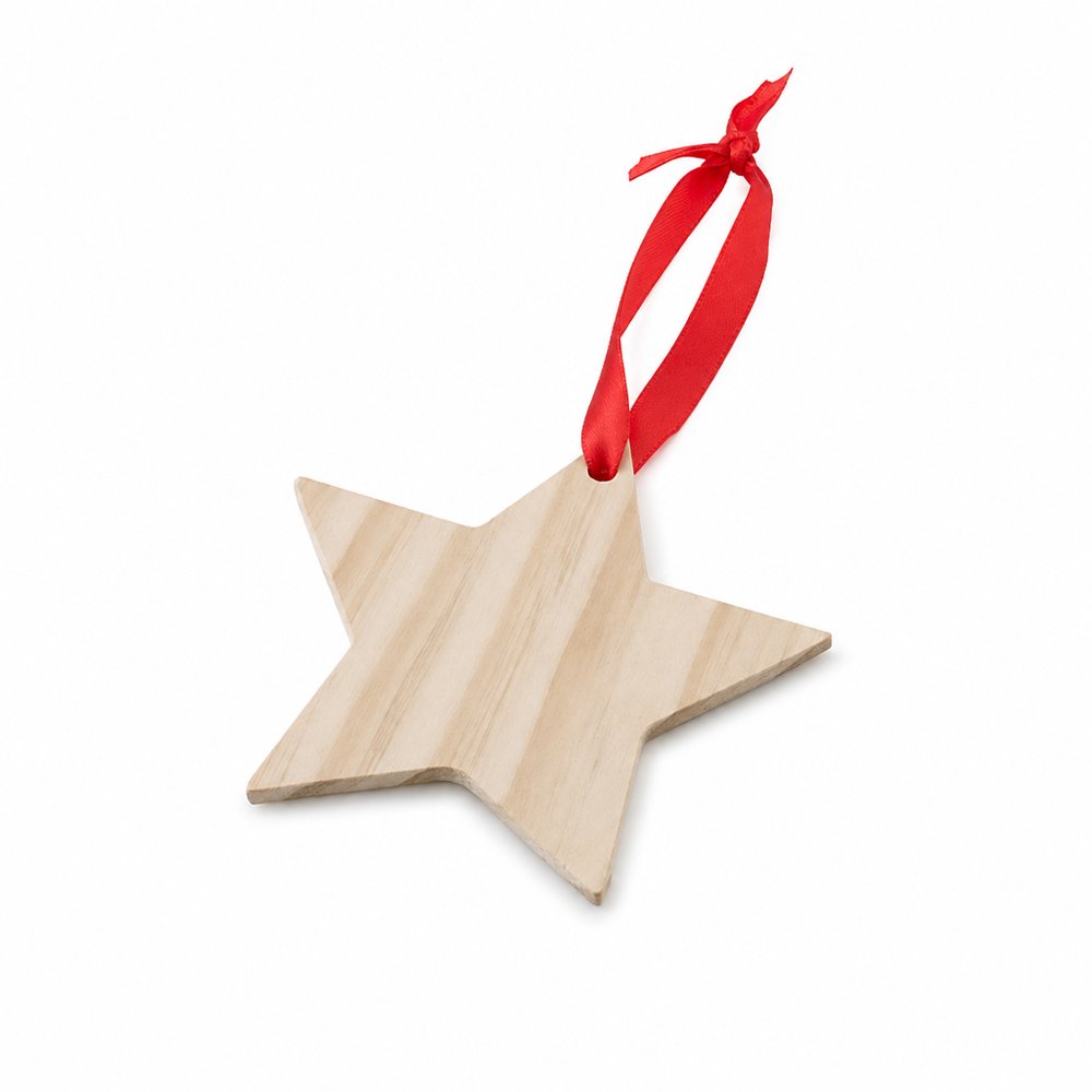 Wooden Star Christmas Ornaments, Branded