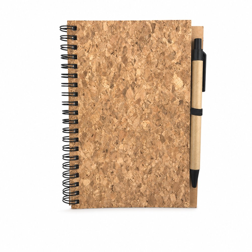 Cork Cover Notebook & Recycled Pen Set