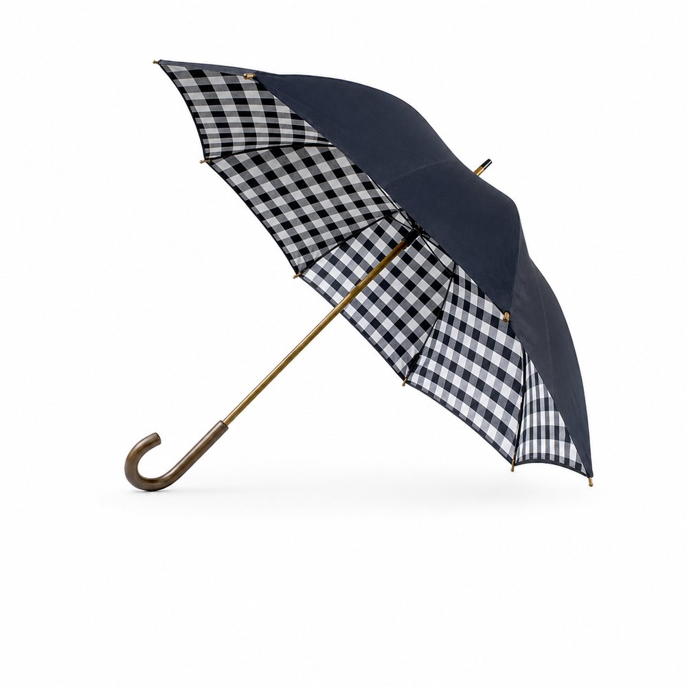 Checkered Double Canopy Umbrella, Branded
