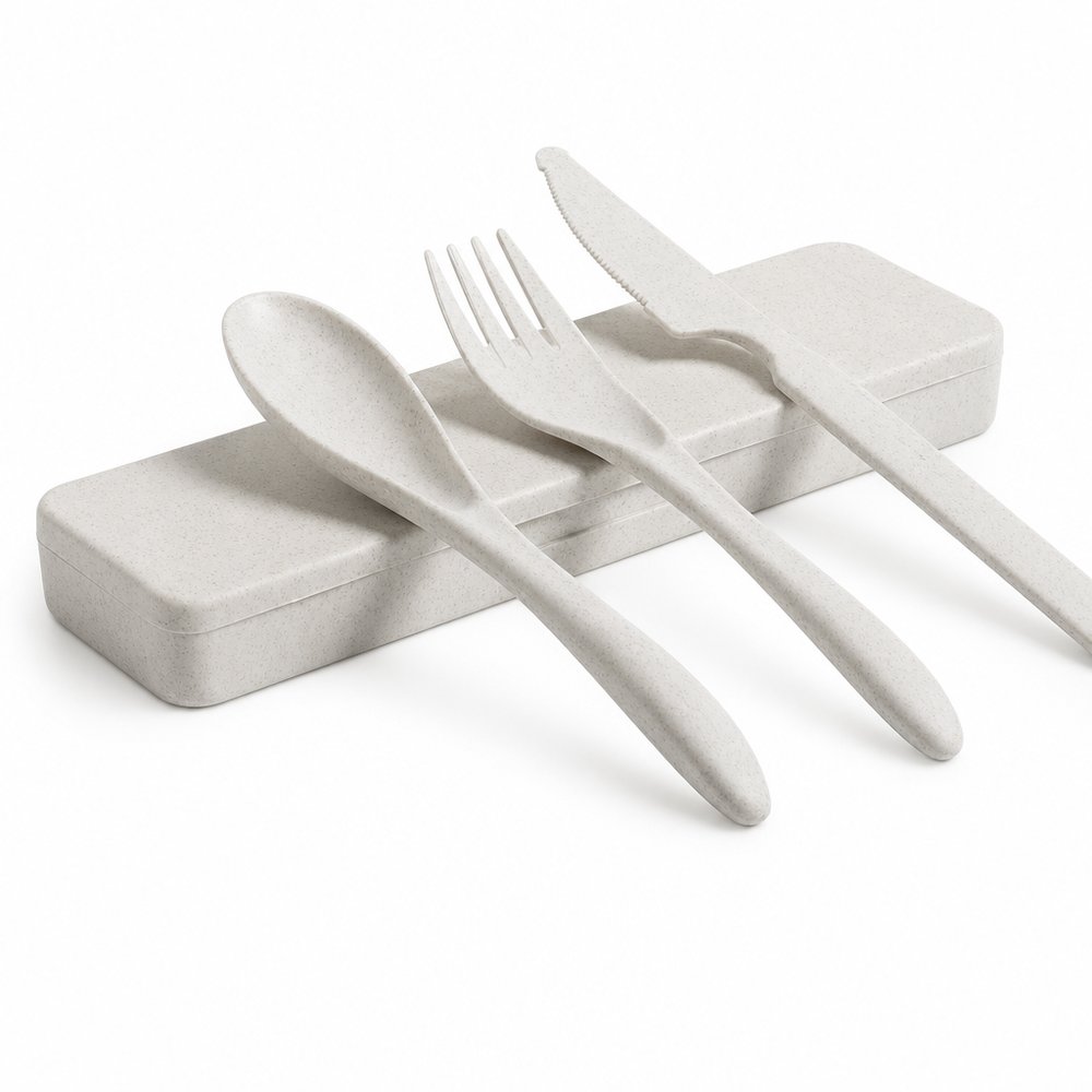 Bamboo Fibre Cutlery Set with Branded Travel Case