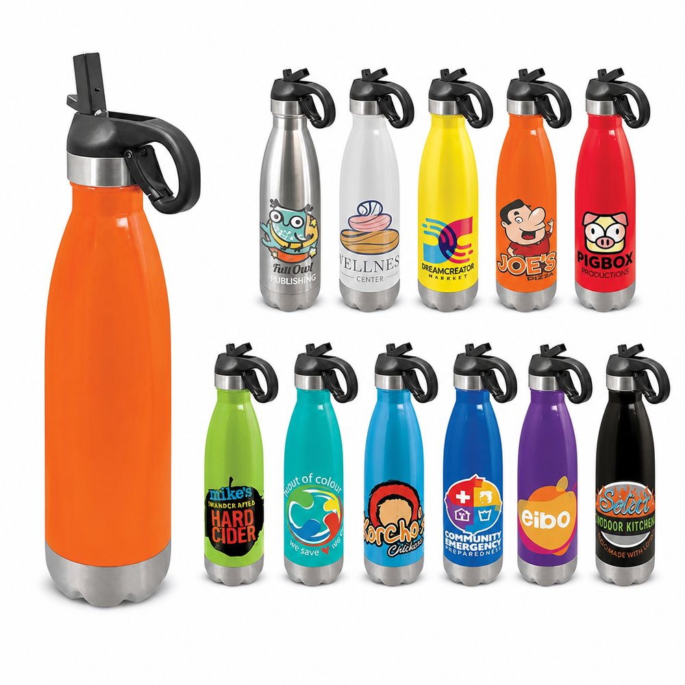 Branded 700ml Stainless Steel Carabiner Bottle