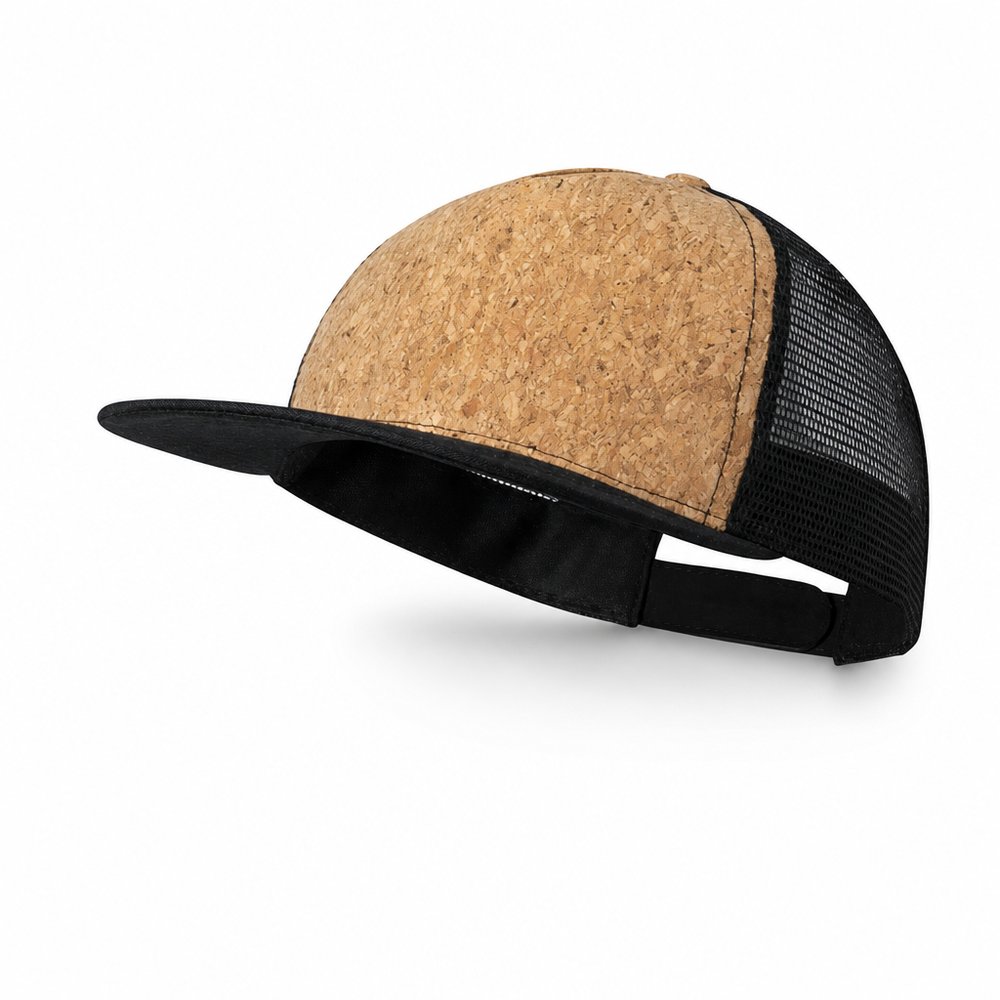 Custom Black Mesh and Natural Cork Trucker Cap