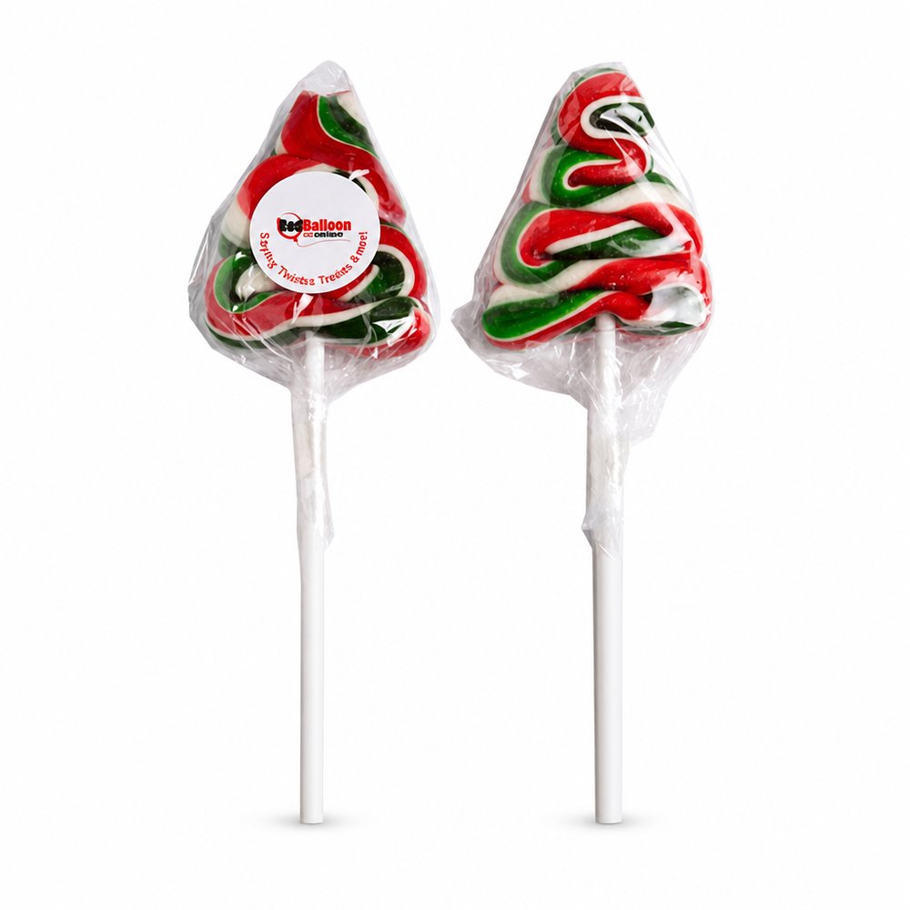 Custom Printed Christmas Tree Shaped Lollipops