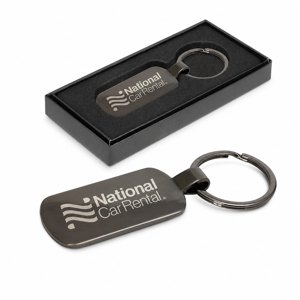 Gunmetal Medal Keyring — Laser Engraved Executive Gift
