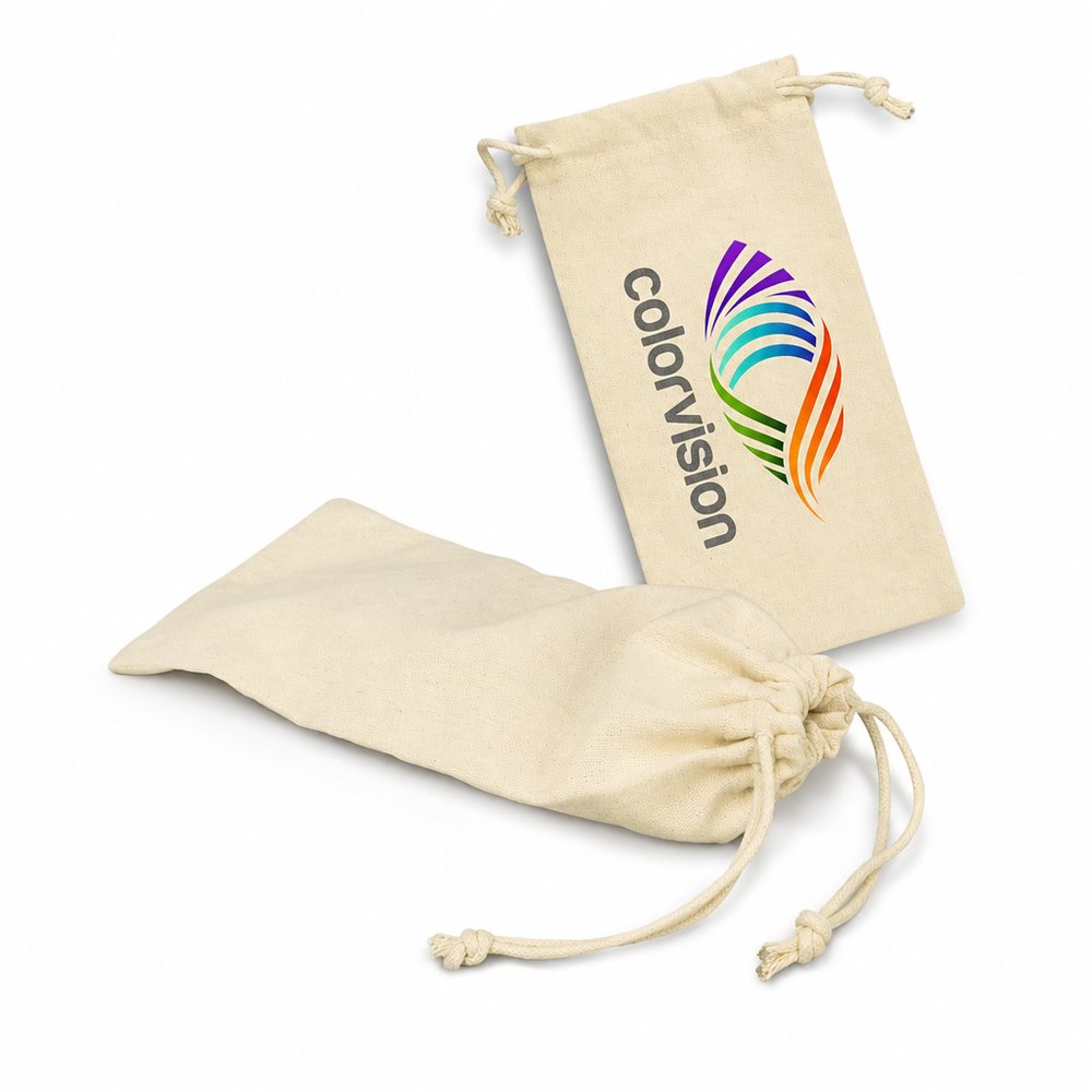 Cotton Drawstring Sunglass Pouches, Custom Printed