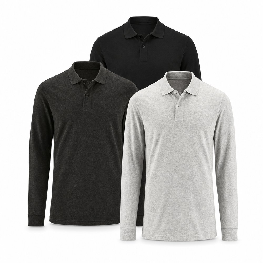 Branded Long Sleeve Polo Shirts in 180gsm Cotton