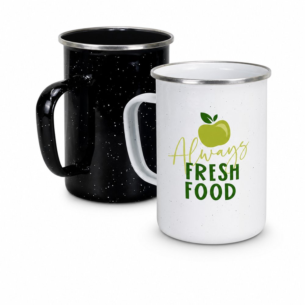Branded Enamel Campfire Mug 600ml — Speckled Steel