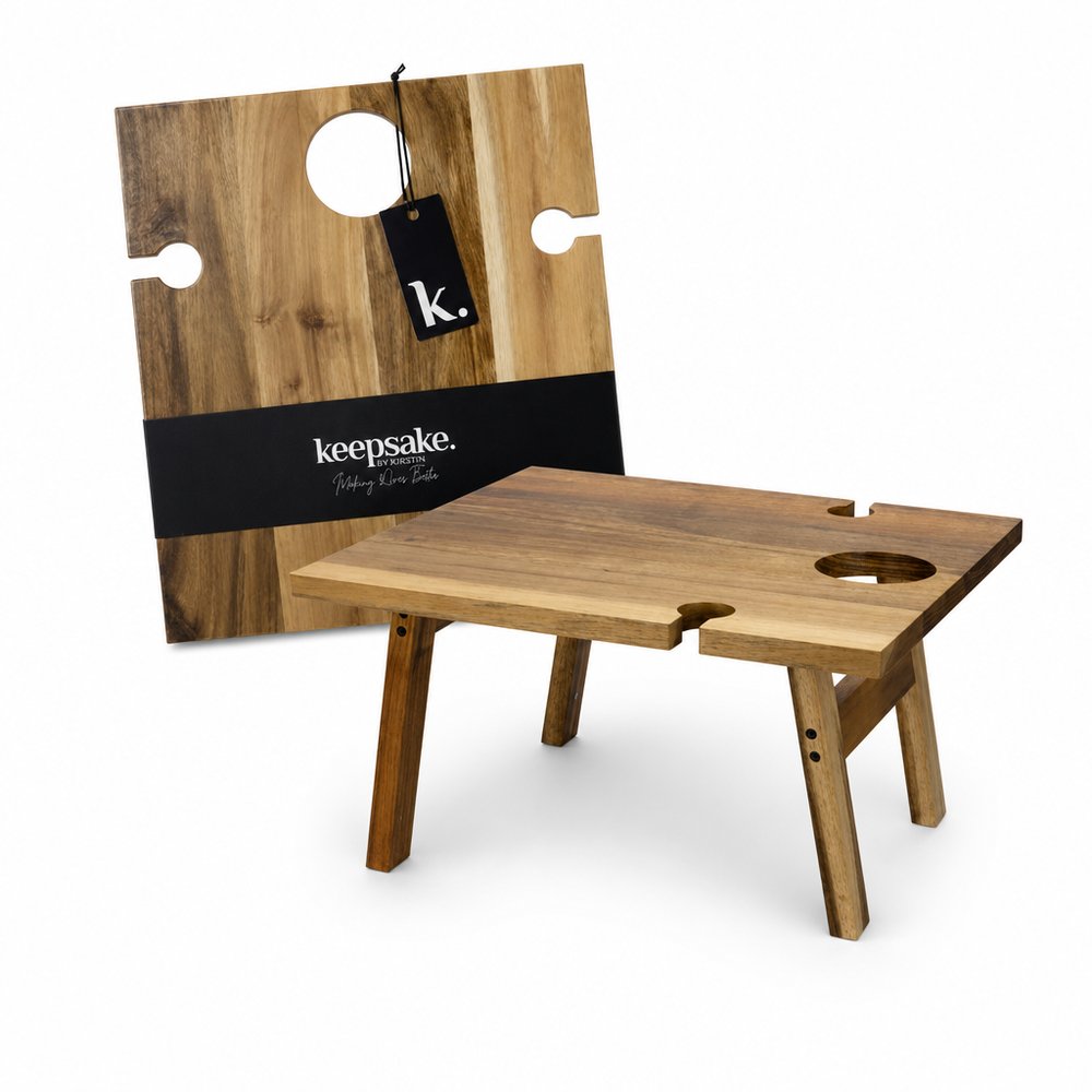 Acacia Folding Wine Table — Branded Picnic Gift