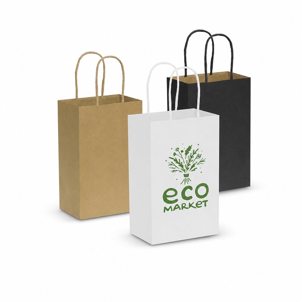Small Kraft Paper Carry Bags, Branded