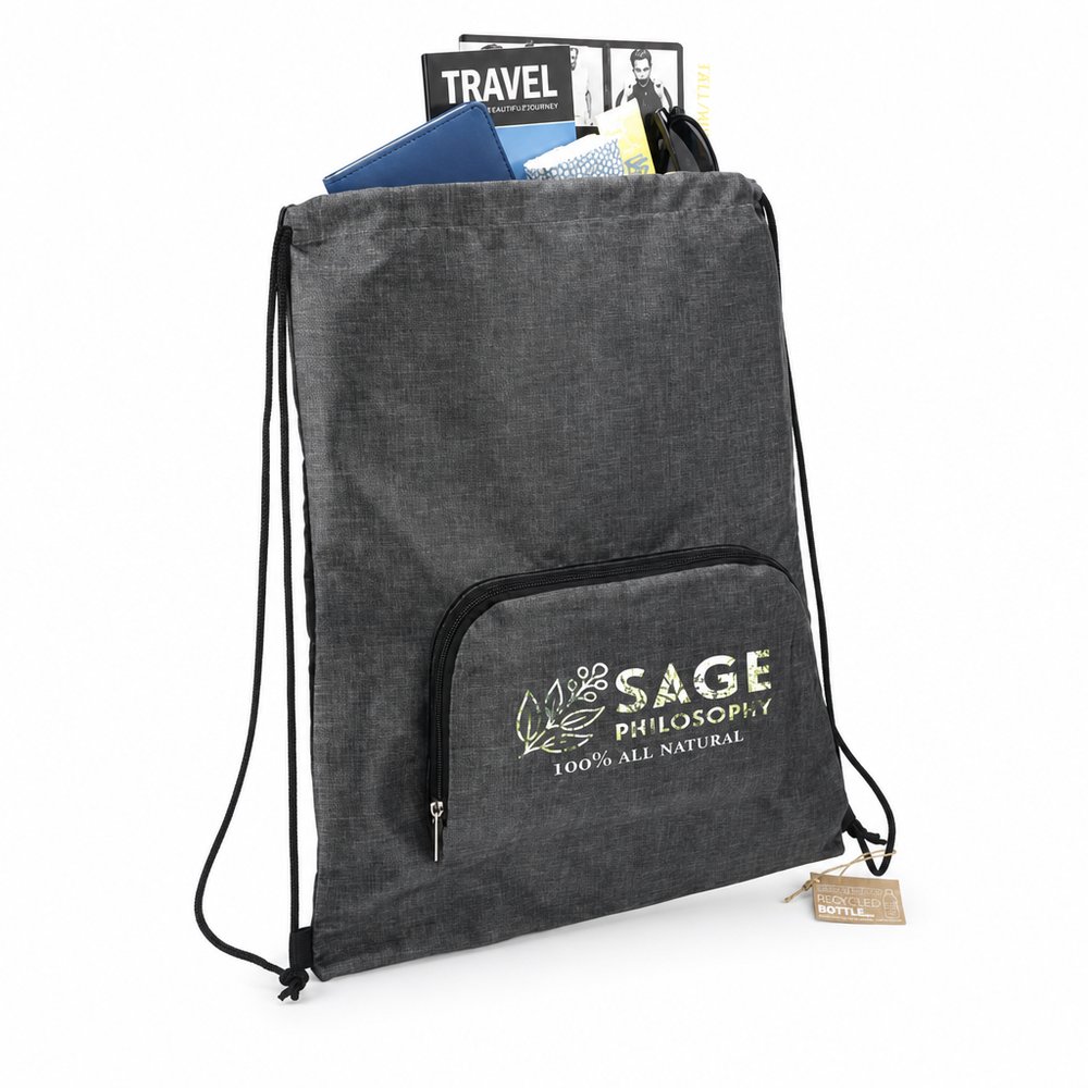 Ash Packable Recycled Water Bottle Drawstring Bag