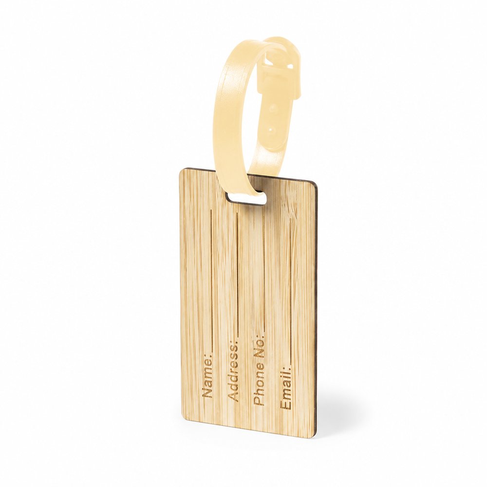 Bamboo Luggage Tags with Metal Buckle Strap