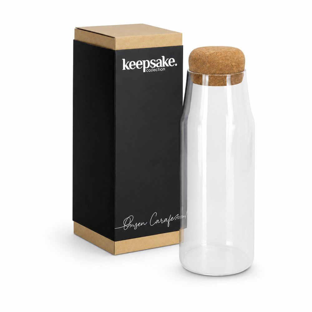 Branded Glass Carafe with Cork Lid — 800ml