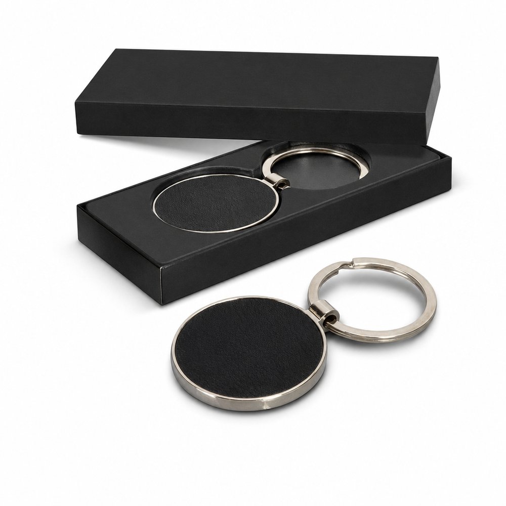 Round Nickel Keyring with Laser Engraved Logo