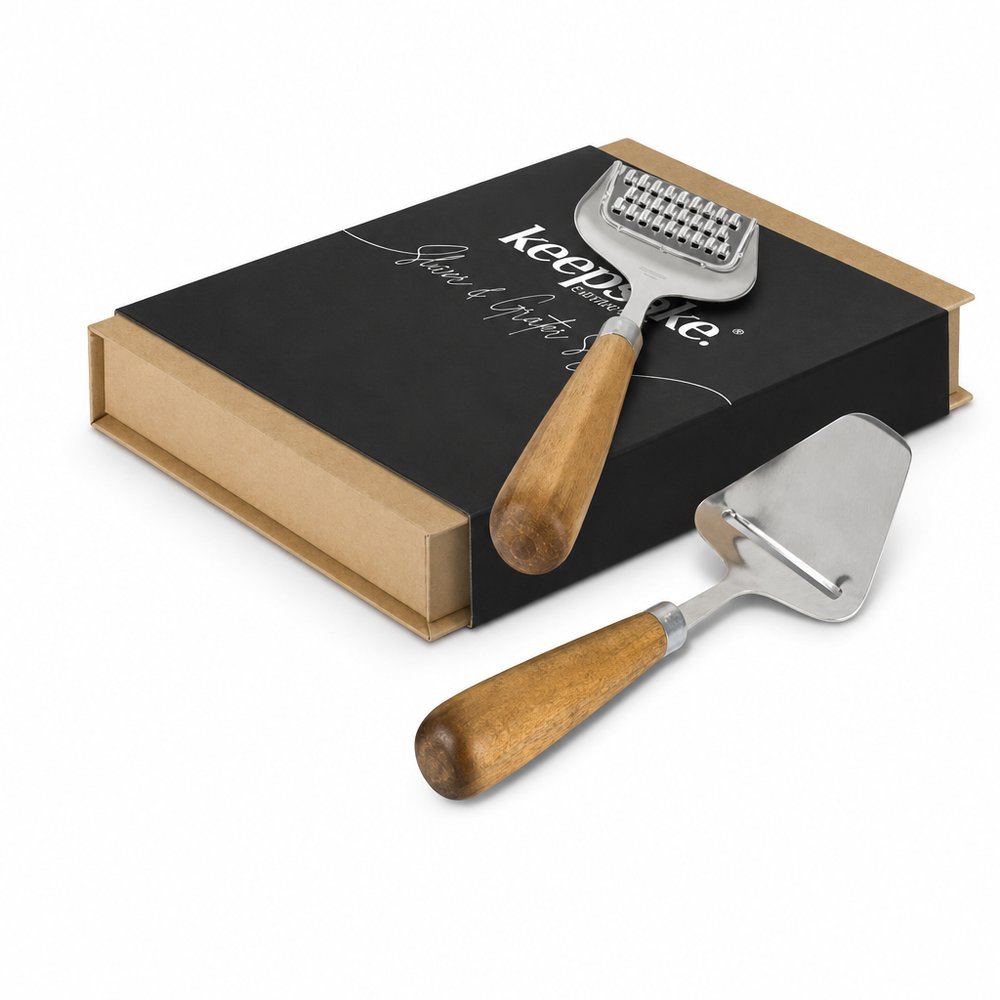 Branded Acacia Grater & Slicer Kitchen Gift Set