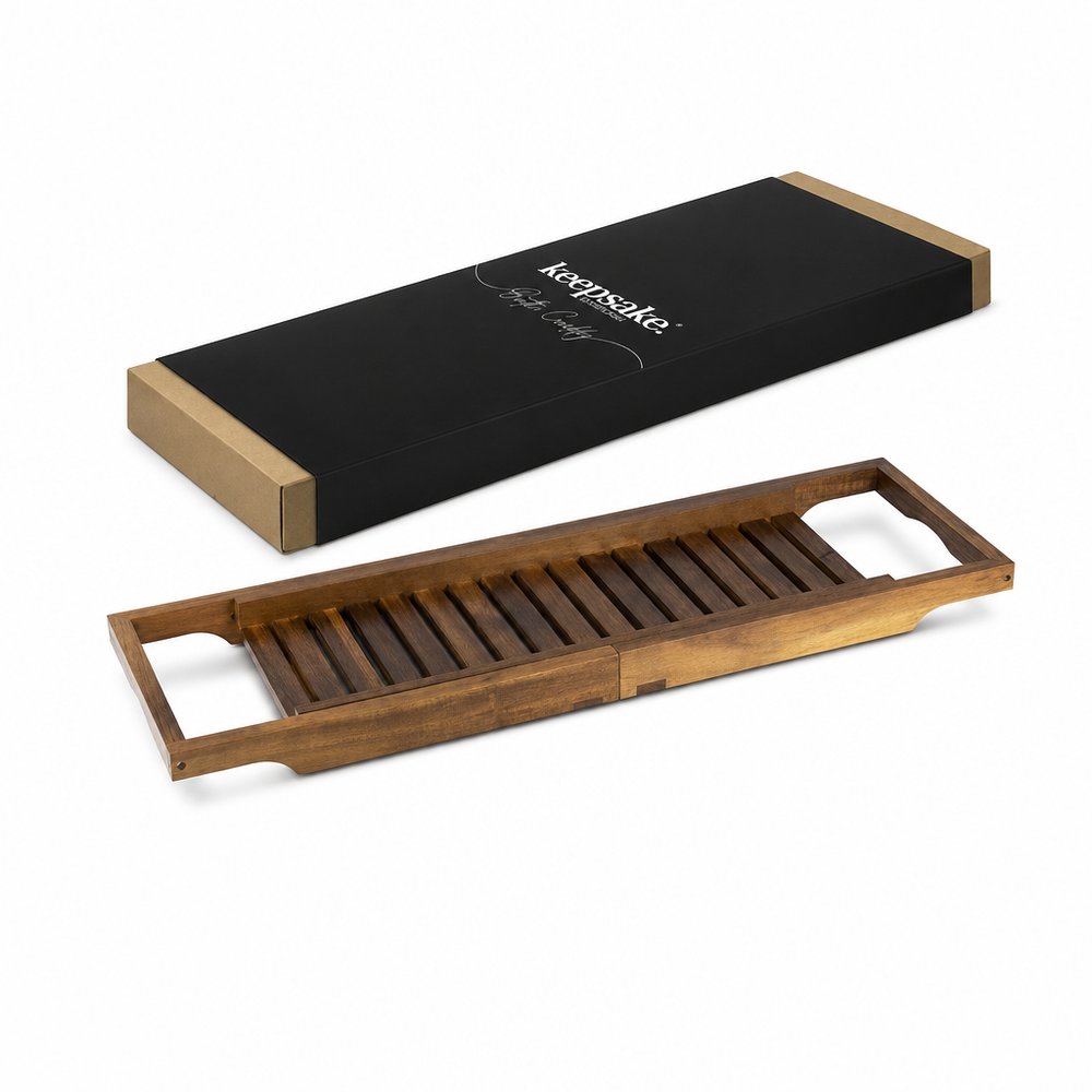 Acacia Wood Bath Caddy — Branded Wellness Gift