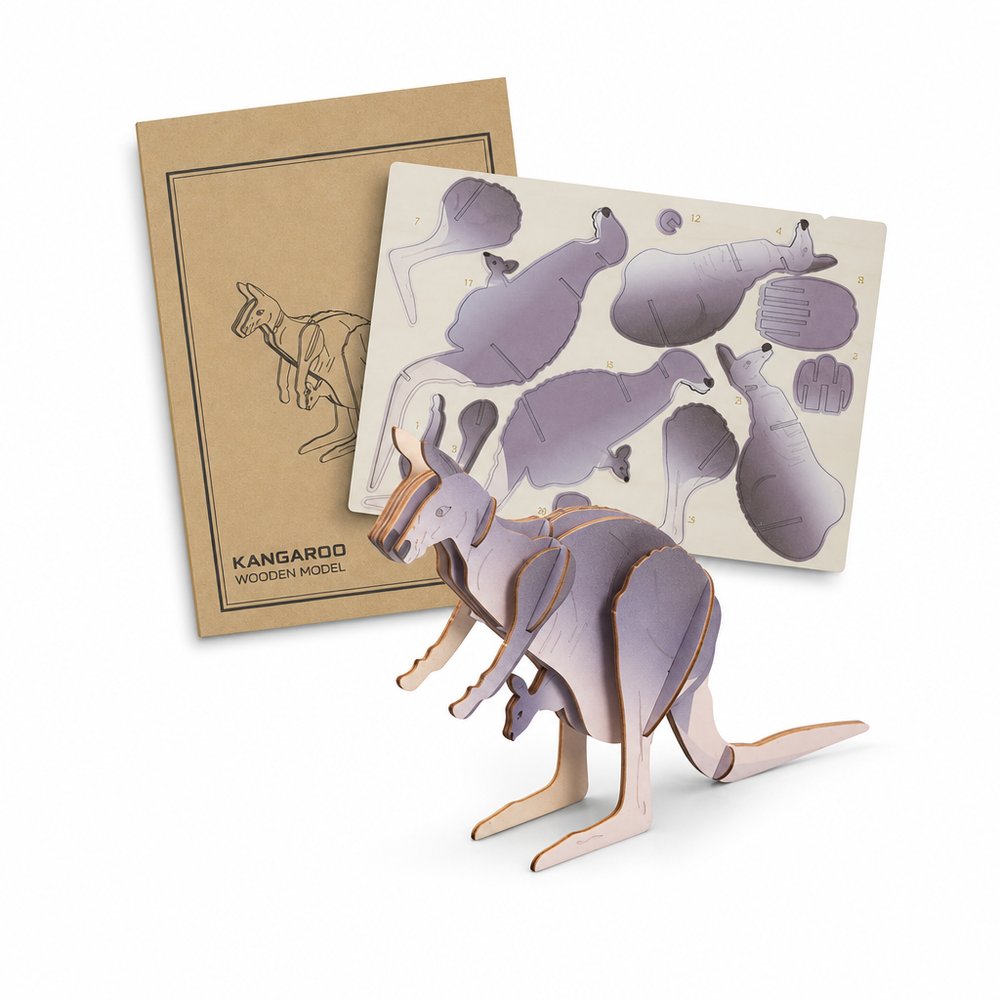 Basswood Kangaroo Model Kit — Branded Australiana Gift