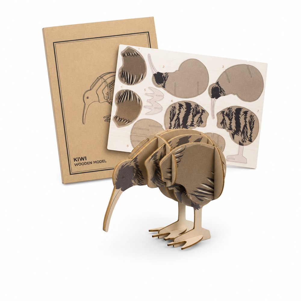 Basswood Kiwi Model Kit — Laser-Cut Wooden Puzzle